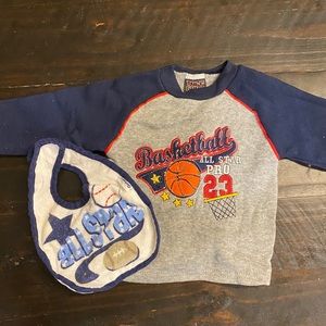 Thick long sleeved Tuff Guys Sports Shirt and Bib size 3-6 months